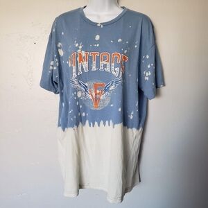 Sweet Claire L/XL Short Sleeve T-shirt Blue Bleach Dye Vintage VF Orange Graphic
